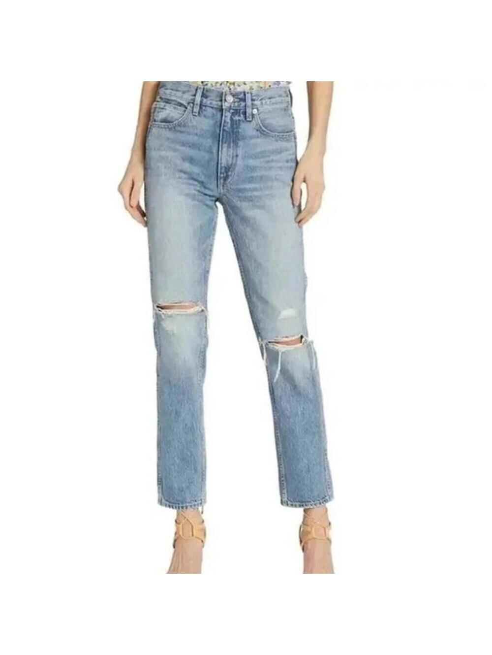 SLVRLAKE Virginia Slim Jeans Crossroads Distressed Size 24 NWT $359